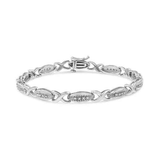 Bids.com .925 Sterling Silver 1/5 Cttw Round-Cut Diamond "X" Link Bracelet - Size 7.50" (I-J Color, I2-I3 Clarity) Bracelets White Smoke White.Sterling Silver / 7.5