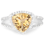 Bids.com 3.06 Carat Genuine Citrine and White Topaz .925 Sterling Silver Ring Rings White Smoke size 5.00,size 6.00,size 7.00,size 8.00,size 9.00