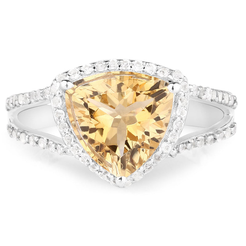 Bids.com 3.06 Carat Genuine Citrine and White Topaz .925 Sterling Silver Ring Rings White Smoke size 5.00,size 6.00,size 7.00,size 8.00,size 9.00