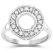 Bids.com 0.48 Carat Genuine White Diamond 14K White Gold Semi Mount Ring - holds 8.00mm Round Gemstone Rings White Smoke size 7.00,size 6.00,size 8.00