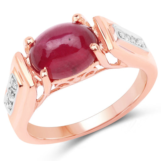 Bids.com 14K Rose Gold Plated 4.71 Carat Genuine Glass Filled Ruby and White Topaz .925 Sterling Silver Ring Rings White Smoke size 6.00,size 8.00,size 7.00,size 9.00