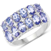 Bids.com 3.16 Carat Genuine Tanzanite & White Topaz .925 Sterling Silver Ring Rings White Smoke size 6.00,size 8.00,size 7.00,size 9.00,size 5.00,size 10.00