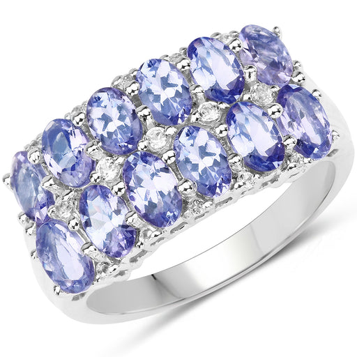 Bids.com 3.16 Carat Genuine Tanzanite & White Topaz .925 Sterling Silver Ring Rings White Smoke size 6.00,size 8.00,size 7.00,size 9.00,size 5.00,size 10.00