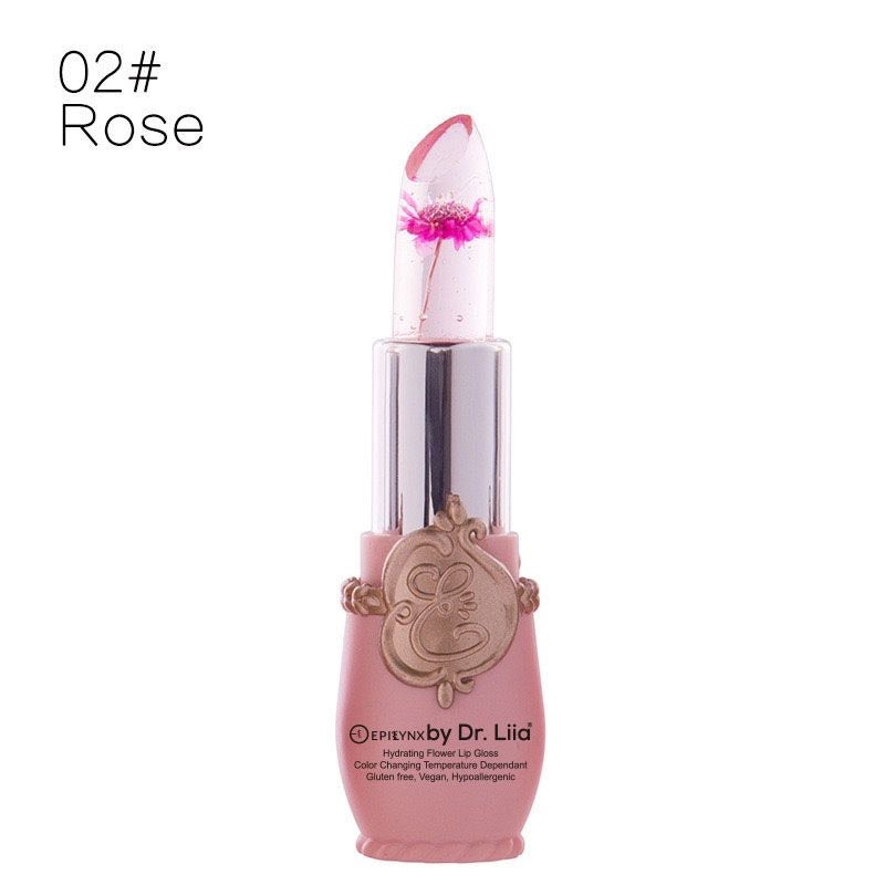 EpiLynx Color-Changing Flower Lip Gloss – Vegan, Gluten-Free, Hydrating Lip Balm Rosy Brown rose flower #2