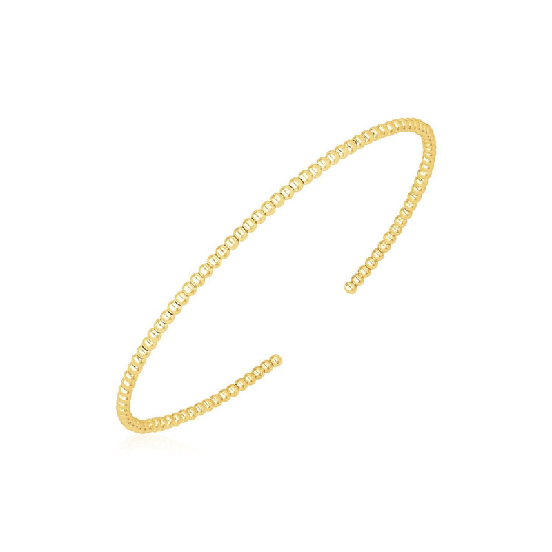 Bids.com 14k Yellow Gold High Polish Bead Cuff Bangle (2mm) Bracelets White Smoke Yellow Gold
