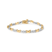 Bids.com 10K Two-Tone Gold 1/2 Cttw Diamond Alternating 3 Stone and X-Link 7" Bracelet (I-J Color, I2-I3 Clarity) Bracelets White Smoke YellowWhite.Gold / 7