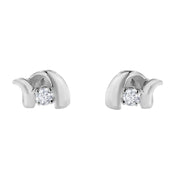 Bids.com .925 Sterling Silver Round Cut Diamond Fashion Stud Earrings (0.10 cttw, I-J Color, I2-I3 Clarity) Earrings White Smoke White.Sterling Silver / 0.1