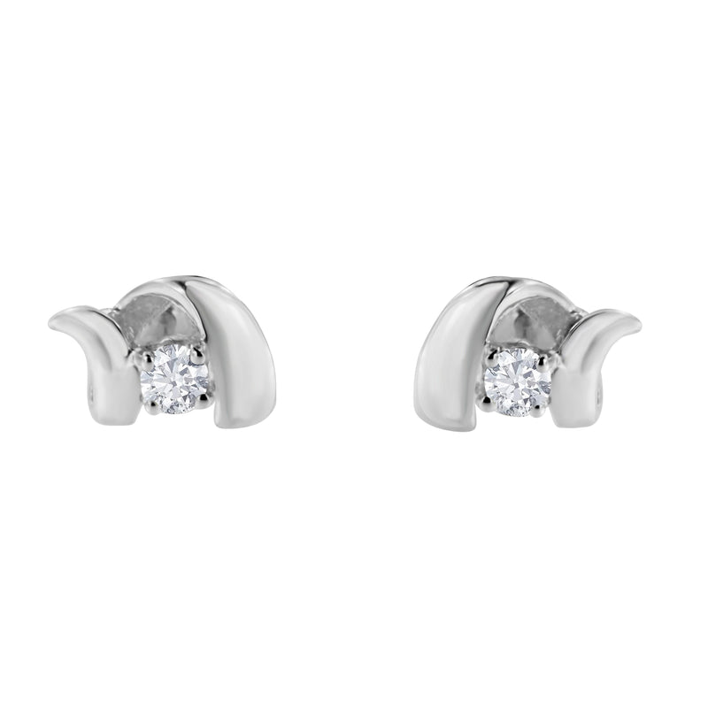 Bids.com .925 Sterling Silver Round Cut Diamond Fashion Stud Earrings (0.10 cttw, I-J Color, I2-I3 Clarity) Earrings White Smoke White.Sterling Silver / 0.1
