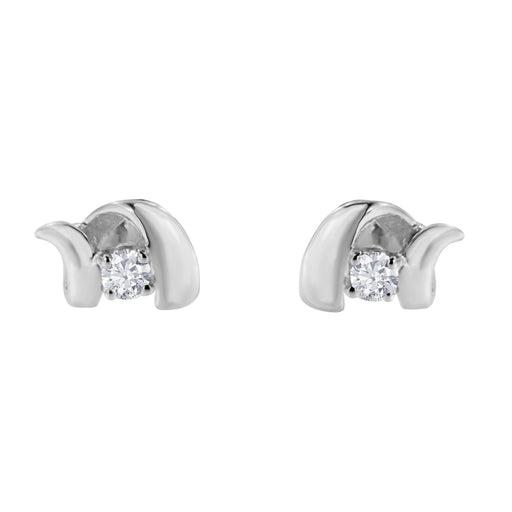 Bids.com .925 Sterling Silver Round Cut Diamond Fashion Stud Earrings (0.10 cttw, I-J Color, I2-I3 Clarity) Earrings White Smoke White.Sterling Silver / 0.1