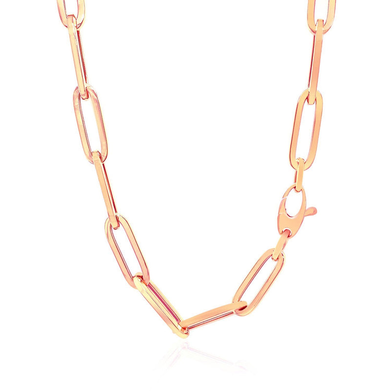 Bids.com 14K Rose Gold Wide Paperclip Chain (6.1mm) Necklaces White Smoke 18 / Rose Gold