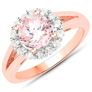 Bids.com 2.25 Carat Genuine Kunzite and White Topaz .925 Sterling Silver Ring Rings White Smoke size 7.00,size 6.00,size 8.00