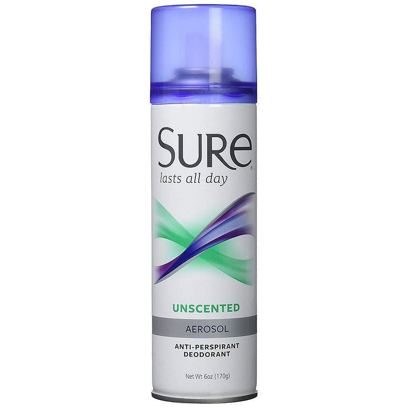 Sure Sure Aerosol Unscented Anti Perspirant Deodorant 6 Oz Deodorant Gray