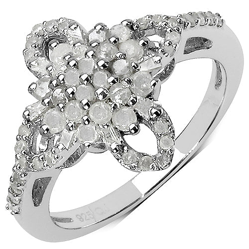Bids.com 0.63 Carat Genuine White Diamond & Yellow Diamond .925 Sterling Silver Ring Rings White Smoke size 7.00,size 6.00,size 8.00,size 9.00