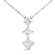 Bids.com 10K White Gold 1/5 Cttw Princess Cut Diamond 3 Stone Drop 18" Pendant Necklace (H-I Color, SI2-I1 Clarity) Necklaces White Smoke White.Gold / 18,Yellow.Gold / 18