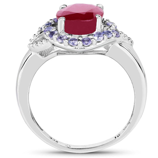 Bids.com 4.03 Carat Genuine Glass Filled Ruby & Tanzanite .925 Sterling Silver Ring Rings White Smoke size 6.00,size 7.00,size 8.00,size 9.00,size 5.00
