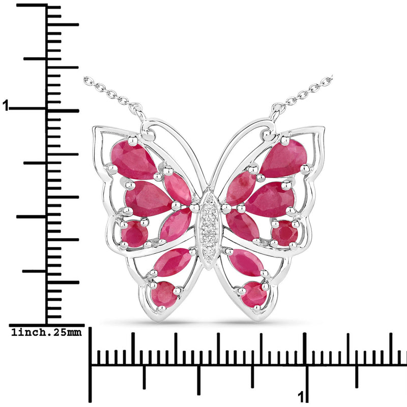 Bids.com 2.88 Carat Genuine Ruby and White Zircon .925 Sterling Silver Necklace Necklaces White Smoke