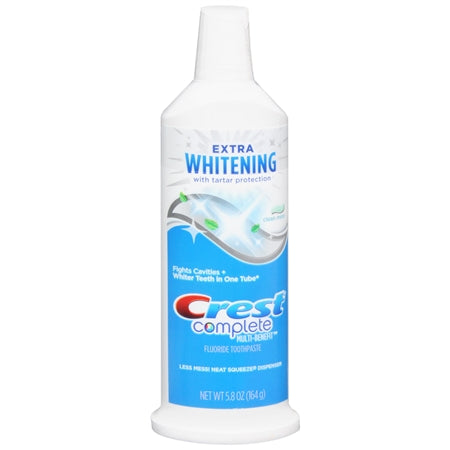 Crest Crest Complete Multi-Benefit Toothpaste, Fluoride, Extra Whitening With Tartar Protection, Clean Mint Toothpaste White Smoke