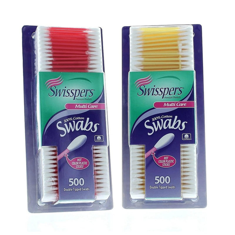 Swisspers Swisspers Double Tipped Cotton Swabs 500ct Cotton Swabs White Smoke