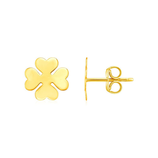 Bids.com 14K Yellow Gold Four Leaf Clover Earrings Earrings White Smoke Yellow Gold