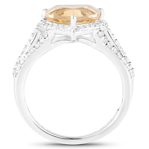 Bids.com 3.06 Carat Genuine Citrine and White Topaz .925 Sterling Silver Ring Rings White Smoke size 5.00,size 6.00,size 7.00,size 8.00,size 9.00