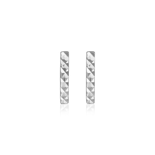 Bids.com 14k White Gold Textured Bar Earrings Earrings White Smoke Yellow Gold