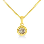 Bids.com 14K Yellow Gold Plated .925 Sterling Silver 1/2 Cttw Brilliant Round Cut Diamond Solitaire Milgrain 18" Pendant Necklace (K-L Color, I2-I3 Clarity) Necklaces White Smoke Yellow.Sterling Silver / 18 / 0.33,Yellow.Sterling Silver / 18 / 0.75,Yellow.Sterling Silver / 18 / 0.5,Yellow.Sterling Silver / 18 / 0.2