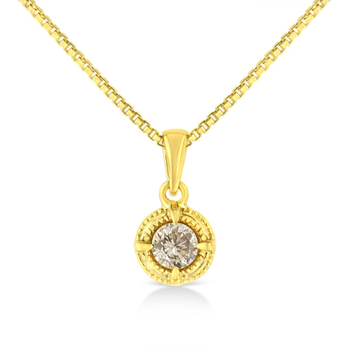 Bids.com 14K Yellow Gold Plated .925 Sterling Silver 1/2 Cttw Brilliant Round Cut Diamond Solitaire Milgrain 18" Pendant Necklace (K-L Color, I2-I3 Clarity) Necklaces White Smoke Yellow.Sterling Silver / 18 / 0.33,Yellow.Sterling Silver / 18 / 0.75,Yellow.Sterling Silver / 18 / 0.5,Yellow.Sterling Silver / 18 / 0.2