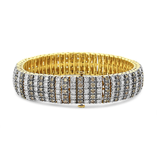 Bids.com 10K Yellow Gold 10-1/3 Cttw Alternating Coco Color and White Diamond 5 Row Tennis Bracelet (Brown/H-I Color, SI1-SI2 Clarity) - Size 7.25 Bracelets White Smoke Yellow.Gold / 7.25