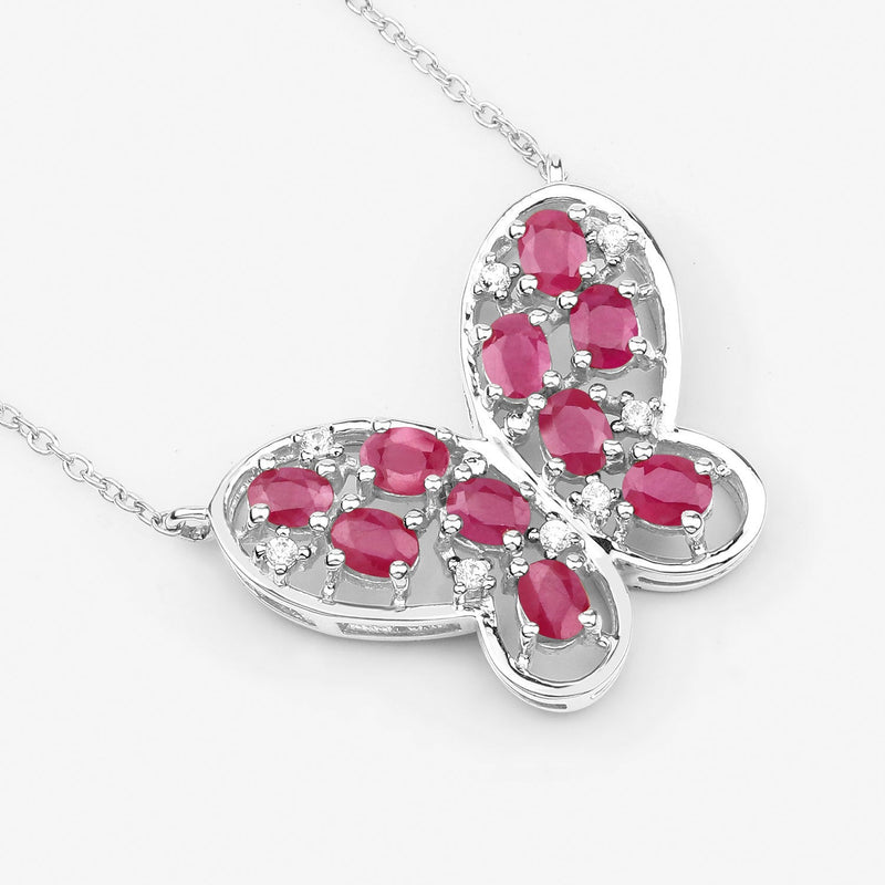 Bids.com 2.36 Carat Genuine Ruby and White Zircon .925 Sterling Silver Necklace Necklaces White Smoke