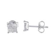 Bids.com 10k White Gold Diamond Stud Earrings (0.60 cttw, I-J Color, I2-I3 Clarity) Earrings White Smoke White.Gold / 0.6