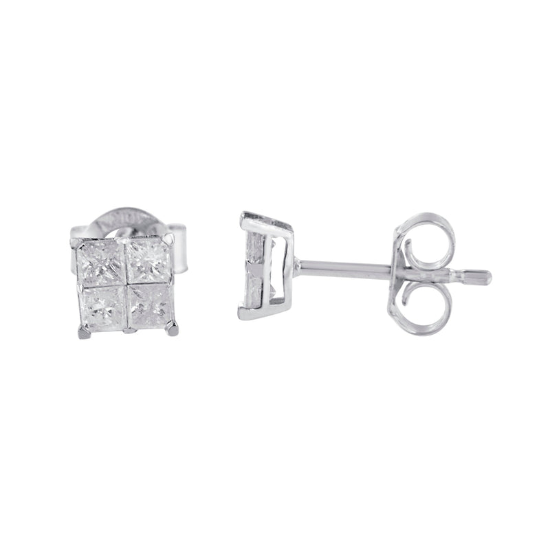 Bids.com 10k White Gold Diamond Stud Earrings (0.60 cttw, I-J Color, I2-I3 Clarity) Earrings White Smoke White.Gold / 0.6