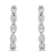 Bids.com 10K White Gold Diamond Hoop Earrings (1 1/2 cttw, H-I Color, I1-I2 Clarity) Earrings White Smoke White.Gold / 1.51