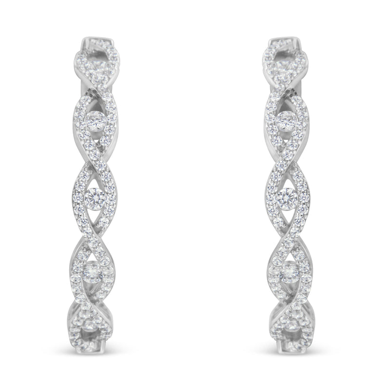 Bids.com 10K White Gold Diamond Hoop Earrings (1 1/2 cttw, H-I Color, I1-I2 Clarity) Earrings White Smoke White.Gold / 1.51
