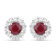 Bids.com 2.17 Carat Genuine Ruby and White Topaz .925 Sterling Silver Jewelry Set Jewelry Sets White Smoke One,size 18.00,size 20.00