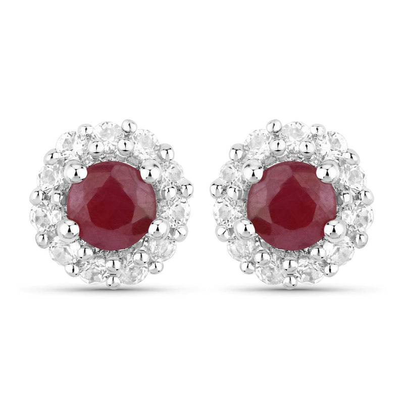 Bids.com 2.17 Carat Genuine Ruby and White Topaz .925 Sterling Silver Jewelry Set Jewelry Sets White Smoke One,size 18.00,size 20.00