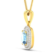 Bids.com 1.35 Carat Genuine Aquamarine and White Diamond 14K Yellow Gold Pendant Pendants White Smoke