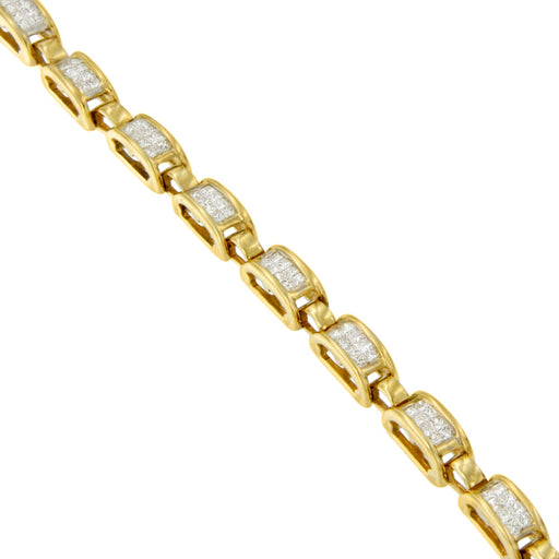 Bids.com 10K Yellow Gold 2.0 Cttw Invisible-Set Princess Cut Diamond Rectangular Link Bracelet (I-J Color, SI2-I1 Clarity) - 7" Bracelets White Smoke Yellow.Gold / 7