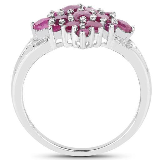 Bids.com 2.10 Carat Genuine Ruby .925 Sterling Silver Ring Rings White Smoke size 6.00,size 9.00,size 10.00,size 7.00,size 8.00