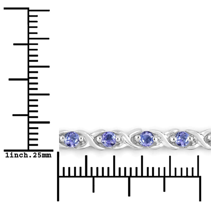Bids.com 0.91 Carat Genuine Tanzanite .925 Sterling Silver Bracelet Bracelets White Smoke size 10.00