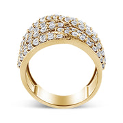 Bids.com 10K Yellow Gold 3.0 Cttw Diamond Eight-Row Bypass Crossover Statement Band Ring (H-I Color, I2-I3 Clarity) - Size 7 Rings White Smoke 7 / Yellow.Gold,8 / Yellow.Gold,6 / Yellow.Gold,9 / Yellow.Gold,5 / Yellow.Gold