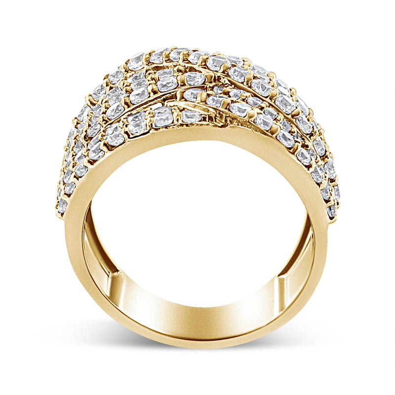 Bids.com 10K Yellow Gold 3.0 Cttw Diamond Eight-Row Bypass Crossover Statement Band Ring (H-I Color, I2-I3 Clarity) - Size 7 Rings White Smoke 7 / Yellow.Gold,8 / Yellow.Gold,6 / Yellow.Gold,9 / Yellow.Gold,5 / Yellow.Gold