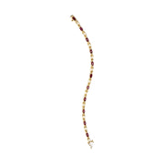 Bids.com 10K Yellow Gold Oval Ruby and 1/10 Cttw Diamond Bar Prong Set Bracelet (H-I Color, SI1-SI2 Clarity)  - Size 7" Bracelets White Smoke Yellow.Gold / 7