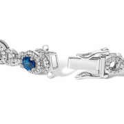 Bids.com 14K White Gold Vintage-Inspired Oval Blue Sapphire & Diamond Link Bracelet Bracelets White Smoke White.Gold / 7