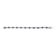 Bids.com 14K White Gold Vintage-Inspired Oval Blue Sapphire & Diamond Link Bracelet Bracelets Lavender White.Gold / 7