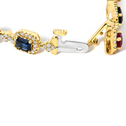Bids.com 14K Yellow Gold Multi-Gemstone  and Diamond Halo Rainbow Link Bracelet Bracelets White Smoke Yellow.Gold / 7