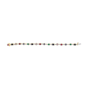 Bids.com 14K Yellow Gold Multi-Gemstone  and Diamond Halo Rainbow Link Bracelet Bracelets White Smoke Yellow.Gold / 7