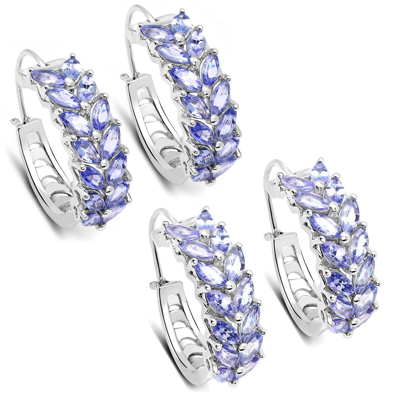 Bids.com 3.92 Carat Genuine Tanzanite .925 Sterling Silver Earrings Earrings White Smoke