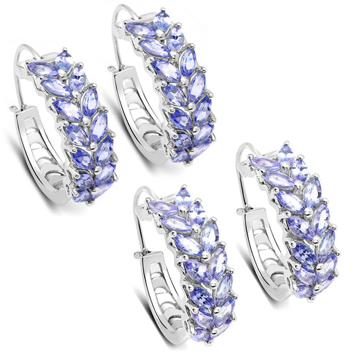 Bids.com 3.92 Carat Genuine Tanzanite .925 Sterling Silver Earrings Earrings White Smoke
