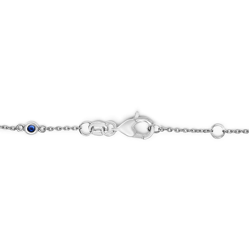 Bids.com 14K White Gold Alternating Blue Sapphire and White Diamond Bezel Station Chain Bracelet (I-J Color, SI2-I1 Clarity) - 8" Inches Bracelets White Smoke White.Gold / 8