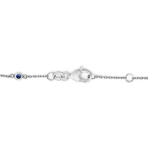 Bids.com 14K White Gold Alternating Blue Sapphire and White Diamond Bezel Station Chain Bracelet (I-J Color, SI2-I1 Clarity) - 8" Inches Bracelets White Smoke White.Gold / 8